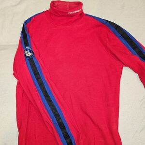 Ralph Lauren Red Polo Sport Top with Blue and Black Accents